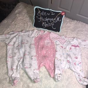 3 Piece lot NEWBORN girls sleepers